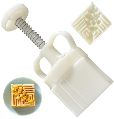 Cookie molds|Mooncake Mould 75g Mooncake Press Mold, Hand Pressed Mold DIY Moon Cake Puff Press with Stamp Pastry Tool Flower Stamp Multifunctional Baking