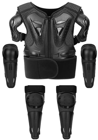 fatiaou Attrezzatura per Dirt Bike per bambini, equipaggiamento di protezione regolabile per moto, con ginocchiere, giubbotto di protezione per gomiti, elegante protezione per il petto, per ciclismo
