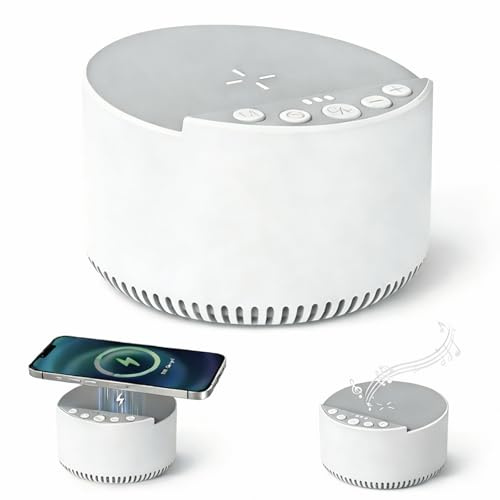 Machine de bruit blanc avec chargeur sans fil et haut-parleur Bluetooth, 6 sons apaisants de sommeil pour bébés adultes, thérapie du sommeil 3 modes minuterie pour les voyages de bureau à domicile