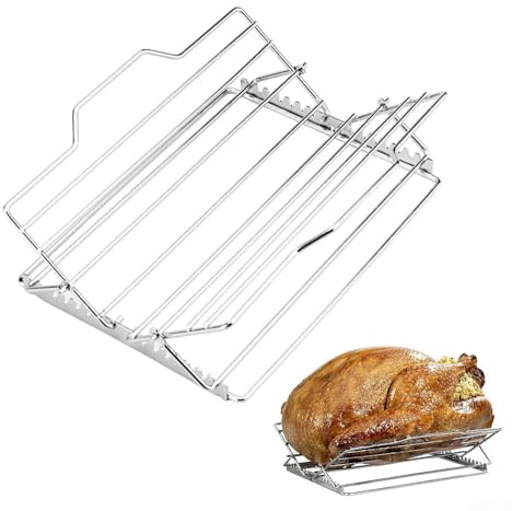 Floweringbeter Parrilla ajustable de la malla para las aves de corral y los pescados que asan con el diseño plegable y la conductividad termal constante