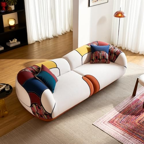 YINIX Modulares 3-Sitzer Sofa XXL (260cm) – Flexibles Sektionssofa & 2 Einzelsessel Set. Modernes Polstersofa im Wellen-Design, Mehrfarbiges Statement-Möbelstück für stilvolle Wohnzimmer.