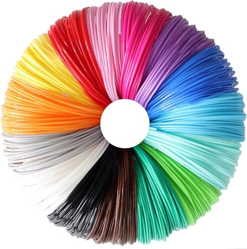 3D Stift filament PCL, 20 Farben, je 5m- 3D Pen Filament 1.75mm mit Vorlagen Buch Set für Kinder & Erwachsene, Nachfüllung mit Schablonen für, 3D Stift Zubehör