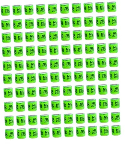 100 Anillas de Aluminio para Aves de Corral, Accesorios para Anillas de Paloma (2026) para Aves de Corral, Gallos Enanos, Pinzones, Hierba Verde Holanda