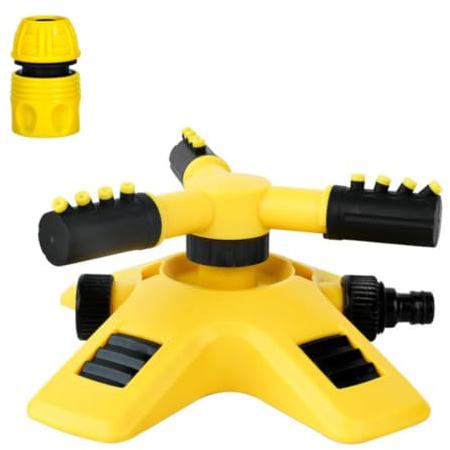 TOKIDNY Aspersores para Terraza Rotación de 360° en Plástico Amarillo, Sistema de Riego Automático para Plantas en Jardinería, Pack de 2 Unidades