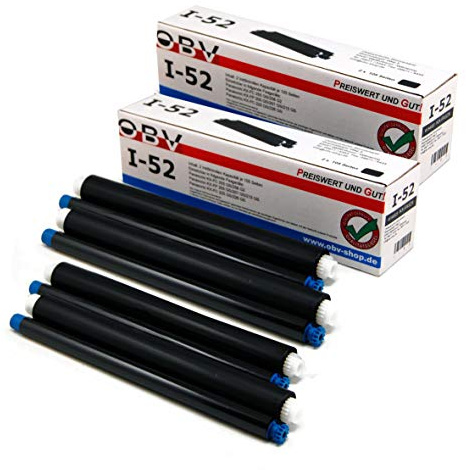 Inkfilm kompatibel für Panasonic KX-FA52X ersetzt KX-FP205 KX-FP215 KX-FC255 KX-FC275 4 Rollen Schwarz je 105 Seiten mit Zahnrädern Faxfilm Ersatzfolie kein Originalprodukt