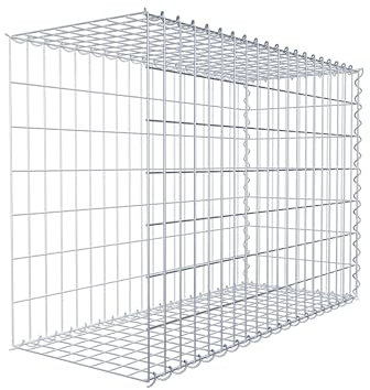 GABIONA Cesta de piedra de gavión rectangular, malla de 5 x 10 cm, profundidad de 40 cm, cesta de cultivo tipo 2, cierre de espiral, galvanizado (100 x 70 x 40 cm)