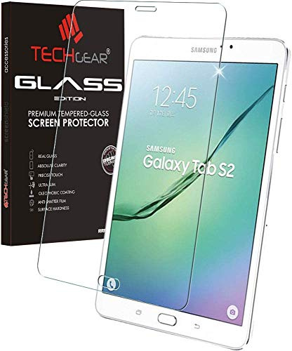 TECHGEAR GLASS Edition fits Samsung Galaxy Tab S2 8.0 Inch LTE/4G (SM-T713, SM-T715) - Genuine Tempered Glass Screen Protector Guard Cover Compatible with Samsung Galaxy Tab S2 8