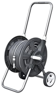 White Silver Schlauchtrommel Set 8 teilig Gartenschlauch 30m 1/2 Gartendusche Sprinkler Schlauchanschluss