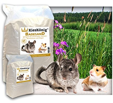 Kieskönig Premium Badesand für Chinchillasand, Hamster, Rennmäuse und Degus - samtweiche abgerundete Körnung 20 Kilogramm
