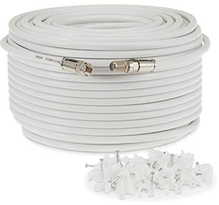 SSL RG6 Satellite Coaxial Cable Extension 10 Meter White Fully Assembled RG6 Satellite Coax TV Lead Kit with Premium Fitted Compression F Connectors for Sky Q HD, Freesat and Virgin Media