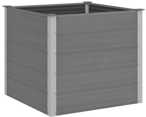 vidaXL Letto Rialzato da Giardino Rettangolare Alto Elegante Staffe Supporto Terrazzo Letto di Coltura Rialzato Portafiori Grigio 100x100x91cm in WPC