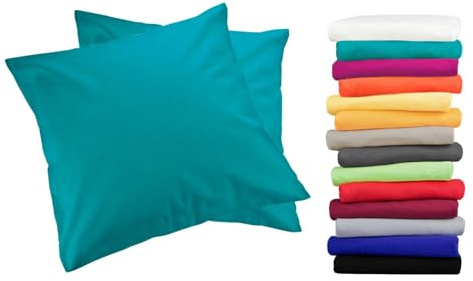 Moon 2er Pack Luxury Linon Kissenbezug 100% Baumwolle-petrol-40x40