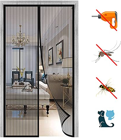 Magnetic Flying Insect Screen Door Hands-Free High-Quality Magnetic Anti-Fly Screen Door, Full Frame, for Patio Door Living Room