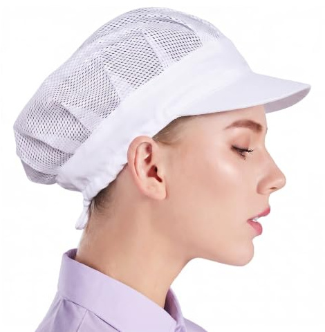 Nanxson Unisex 3 Stück Kochmütze Kochhut Arbeitshut Mesh mit Kodelzug | Damen Herren einstellbare Haarnetz Staubmütze Kopfbedeckung mit Krempe für Arbeit in der Gastronomie