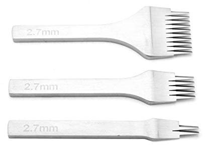Juego de herramientas de punzón de acero blanco 2/5/10, perforadoras de cuero para manualidades, juego de cinceles de costura para cordones, perforadora de dientes para manualidades en cuero(2.7mm)