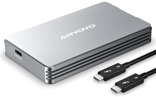 40Gbps M.2 NVMe SSD Gehäuse, ANYOYO NVMe Gehäuse kompatibel für Thunderbolt 5/4/3 M.2 SSD Gehäuse für PCIe 2280 M-Key (B+M Key), USB C Aluminium SSD Gehäuse kompatibel für USB 4/3.2/3.1