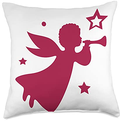 Christmas Angel With Trumpet Holiday Decor Decoration Throw Pillow