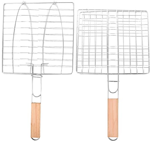 Zerodeko 2stücke Fischgrillkörbe Mit Griff Antihaft BBQ Grillnetz Für Outdoor Grillen Für Gemüse Und Fisch Für Camping Und Gartenpartys
