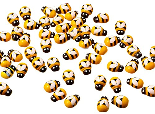 Kleine Holz Biene Selbstklebende,100 Stücke Mini Biene Holz Sticker Biene Selbstklebend 10*13mm Mini Holz Bienen für Verschönerung Karten Herstellung Dekoration Handwerk Dekoration Scrapbooking Gelb