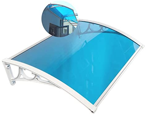 Auvent de Porte D'entrée Toit Marquise Contre Pluie Neige UV,Auvent Marquise en Polycarbonate avec Structure en Aluminium,Toit de Porte pour Garage Balcon Fenêtre Extérieur