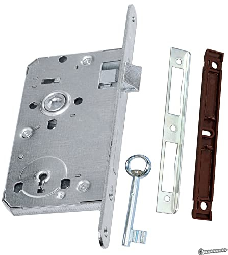 KeyMet GmbH Einsteckschloss Türschloss Zimmertürschloss 72/55 Rechts BB mit Gegenplatte