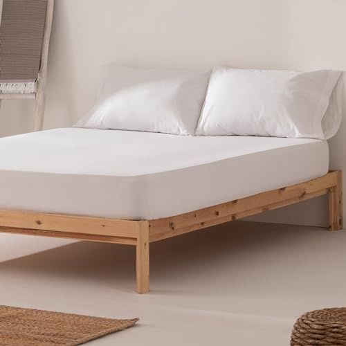 Sänglakan 80 x 200 x 30 cm 100 % bomull andningsbar justerbar vit färg