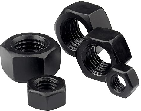 M4(4mm) Iron Black Hex Nut for Bolts & Screws Full Nuts with Coarse Thread DIN 934(Pack of 20)