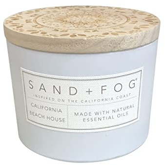Sand + Fog Scented Candle - California Beach House – Additional Scents and Sizes – 100% Cotton Lead-Free Wick - Luxury Air Freshening Jar Candles - Perfect Home Decor – 12oz