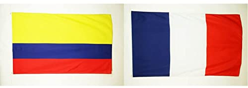 AZ FLAG Drapeau Colombie 150x90cm - Drapeau colombien 90 x 150 cm Polyester léger & Drapeau France 150x90cm - Drapeau français 90 x 150 cm Polyester léger