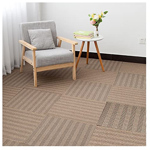 YJEUZCD Läufer Teppiche Flur, rutschfest Spleißen Büro Fußboden-Teppichfliese, Hohe Dichte Schock Hotel Schlafzimmer Kommerzieller Teppichboden, 50x50cm (Farbe : Braun, Größe : 12pcs)