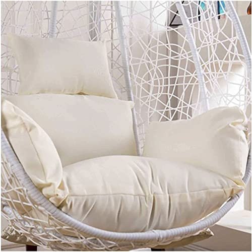 PJDDP Hängesessel Kissen, waschbar Polster Auflage für Polyrattan/Rattan Hängeschaukel, Hängekorb, Schaukel Korb, Schaukelstuhl Auflage Gartenschaukel Sitzkissen für Terrasse Hof Garten,Weiß