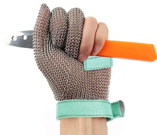 Samnuerly Schnittschutzhandschuhe, 3-Finger-Schnittschutzhandschuhe aus Metall, Arbeitshandschuhe für Koch und Metzger in Lebensmittelqualität, universell für die Linke und rechte Hand (Größe: 1 Stüc