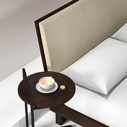 Zinus Ongii Tavolino rotondo, 42 x 40 x 62 cm, Struttura in metallo nero, Tavolino/comodino/tavolo da letto per soggiorno/camera da letto - Marrone