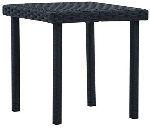 REWIS Garden Side Table,Outdoor Dining Table,Outdoor Beer Table, Patio Tea Table Black 15.7x15.7x15.7 Poly Rattan