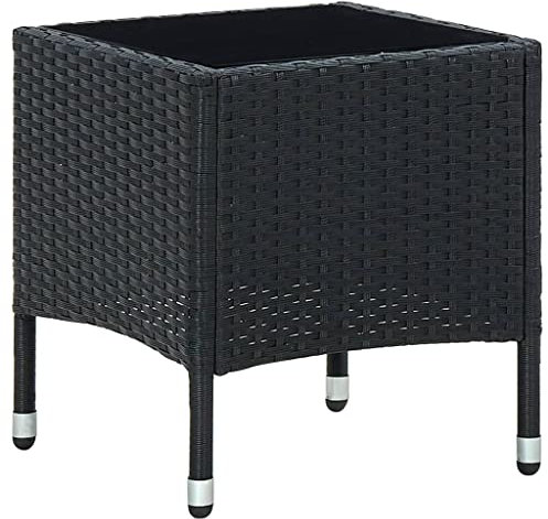 AUVYI Gartentisch Schwarz 40x40x45 cm Poly Rattan Beistelltisch Klein Multifunktionstisch Campingtisch Buffettisch Küchentisch Biertisch Dining Table Pokertisch Bierpong Tische