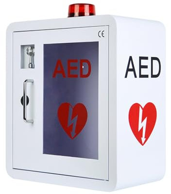 AED-Defibrillator-Aufbewahrungsschrank zur Wandmontage, Erste-Hilfe-AED-Defibrillator-Aufbewahrungsschrank mit Schlüssel und Schnappverschluss, passend für alle Marken von Cardiac Science für öffent