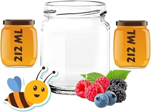 Firmadigaranzia srl 48 Vasetti piccoli per conserve Vasi Barattoli vetro 212 ml Std con Tappi - Vasetti per marmellate confetture e segnaposto - Tappi idonei alla bollitura T.O. 63 MM