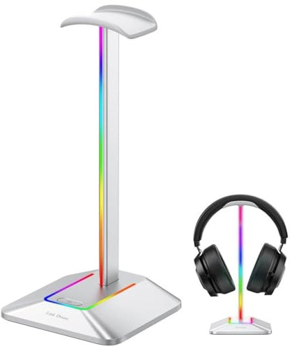 Tsffae Headphone Stand Rgb Lights Headphone Stand with Type-c Usb Ports Headphone Holder for All Headsets Gamers Gaming Pc Accessories Desk