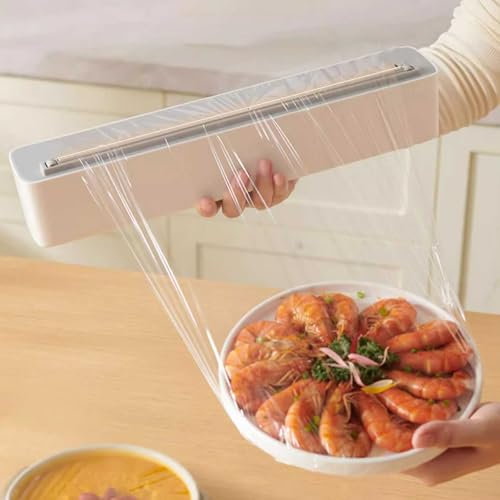 ITETONE Electric Plastic Wrap Dispenser,Refillable Reusable Food Cling Film Dispenser,Tin Aluminum Foil and Plastic Cling Wrap Dispenser Parchment Paper Dispenser for Kitchen Organization