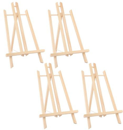 Oungy Lot de 4 chevalets de table en bois de 40 cm de haut - Réglable en hauteur - Pliables - Petit chevalet pour la peinture, la présentation de photos, l'art, le bricolage