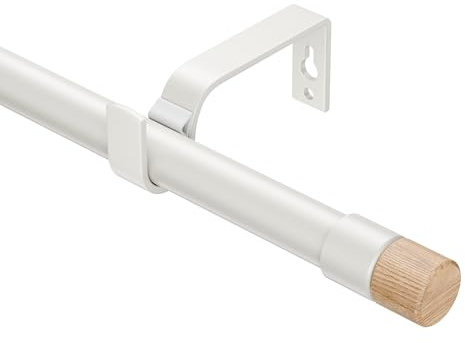 Barras de cortina extensibles 76-280 cm, diámetro de 19 mm, barra de cortina ajustable con vetas de madera, topes para cortinas con ojales, elegantes barras decorativas para dormitorio