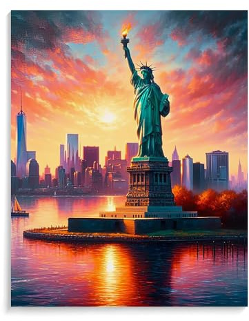 ZHXXFD Malen Nach Zahlen Landschaft New York Mit Rahmen 40X50Cm Diy Malen Nach Zahlen Erwachsene Groß Leinwand Set,Malen Nach Zahlen Acryl Kinder,A25