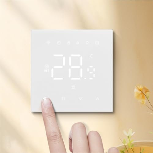 Programmierbares Smart-Thermostat, Touchscreen, WLAN, Smart-Thermostat, Wandmontage, Heizkessel, Temperaturregler (Wasser-/Gaskessel, weiß)