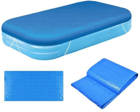 GSCLZ 1 Stück Schwimmbadabdeckung Rechteckige Solar Sommer wasserdichte Poolwanne Filmrahmen Aufblasbares großes Schwimmbadzubehör(305x183cm)