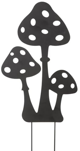 matches21 HOME & HOBBY Schwarzer Metall Gartenstecker Pilzgruppe für draußen - Wetterfeste Gartendeko Pilze für draußen & Herbstdeko - Vintage Gartenfigur für Blumenbeete & Ästhetische Metallfigur