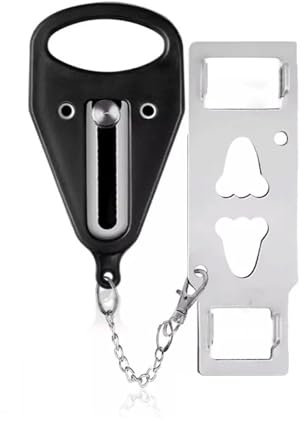 Bamyli Serrure de porte portable - Verrou portable - Verrouillage supplémentaire - Sécurité et intimité renforcées pour une protection supplémentaire - Serrure à double bouche - Pour voyage, hôtel,