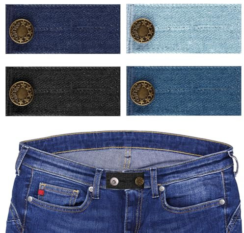 4 Stück Jeans Taille Erweiterung Knopf,Verstellbare Hosenbunderweiterung,Hosen Knopf Verlängerung,Taillenverlängerungen Einstellbar für Hosen Jeans Röcke Umstandshose