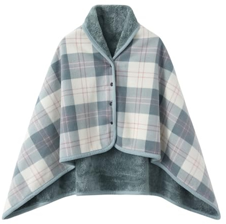 Scialle Donna Divano Coperta Flanella Poncho da Donna Caldo Invernale,Portatili Mantella Coprispalles Plaid per Donna con Bottoni per Scuola del Case Interni(Size:80x130cm,Color:C)