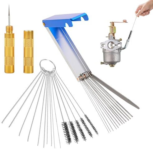 Carburetor Cleaning Kit,Carbon Dirt Jet Remove Cleaner with Stainless Steel 13 Cleaning Wires Set, 5 Nylon Brushes, 10 Cleaning Needles,Carburettor Jet Cleaning Tool for Motorcycle And Car Engines