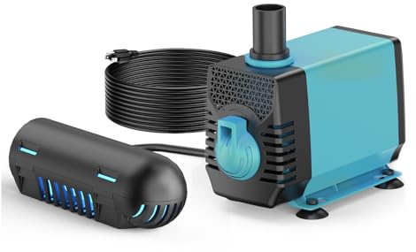 Antfraer S104 Water Pump with UV Clarifier for Outdoor Ponds, Water Pump with Light,Fountain Pump for Pond Filter, Water Clean Light for Filter Box Used